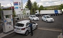 Wasserstoff-Tankstelle am Total-Autohof Geiselwind an der A 3 zwischen Würzburg und Nürnberg.  Foto: Auto-Medienportal.Net/Daimler